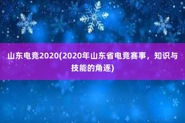 山东电竞2020(2020年山东省电竞赛事，知识与技能的角逐)