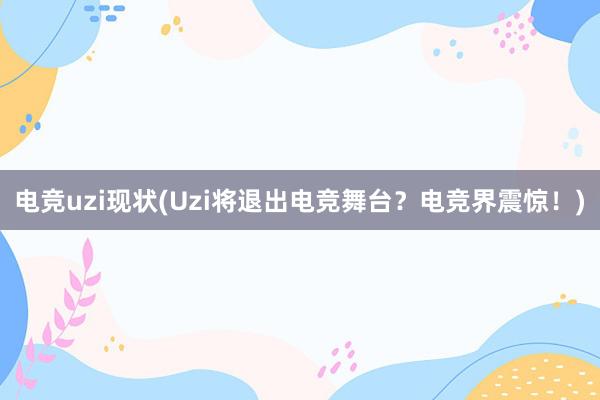 电竞uzi现状(Uzi将退出电竞舞台？电竞界震惊！)