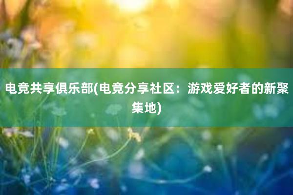 电竞共享俱乐部(电竞分享社区：游戏爱好者的新聚集地)