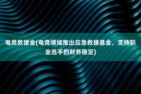 电竞救援金(电竞领域推出应急救援基金，支持职业选手的财务稳定)