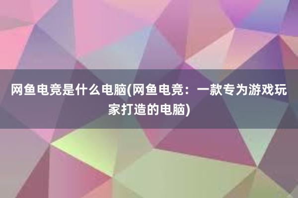 网鱼电竞是什么电脑(网鱼电竞：一款专为游戏玩家打造的电脑)