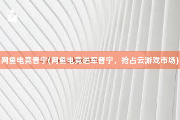 网鱼电竞晋宁(网鱼电竞进军晋宁，抢占云游戏市场)