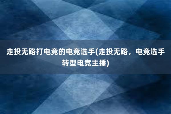 走投无路打电竞的电竞选手(走投无路，电竞选手转型电竞主播)