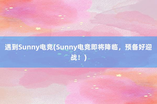 遇到Sunny电竞(Sunny电竞即将降临，预备好迎战！)