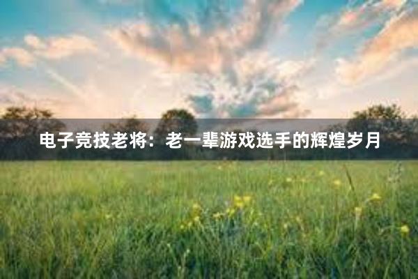 电子竞技老将：老一辈游戏选手的辉煌岁月