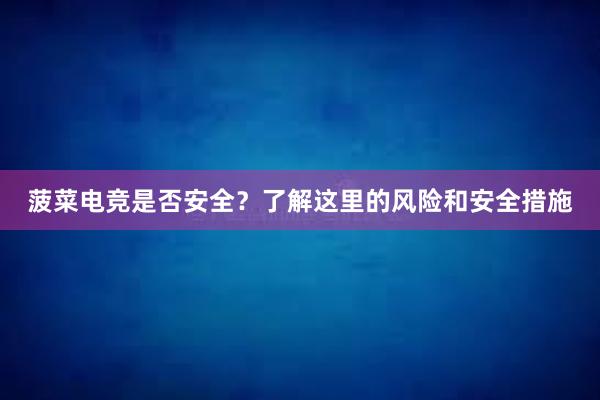 菠菜电竞是否安全？了解这里的风险和安全措施