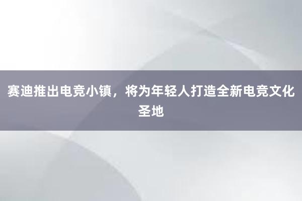 赛迪推出电竞小镇，将为年轻人打造全新电竞文化圣地